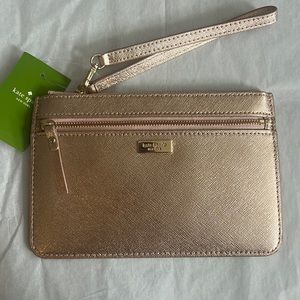 NWT Kate Spade Rose Gold Metallic Wristlet